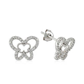 Boucles d'oreilles papillon cloutées en argent
